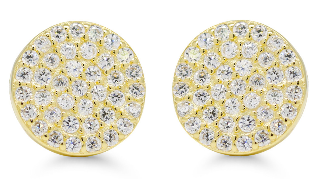 Hopeakorvakorut pyöreä laatta kirkas zirkonia E-0100ZGP