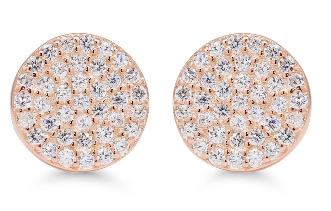 Hopeakorvakorut pyöreä laatta kirkas zirkonia E-0100ZRG