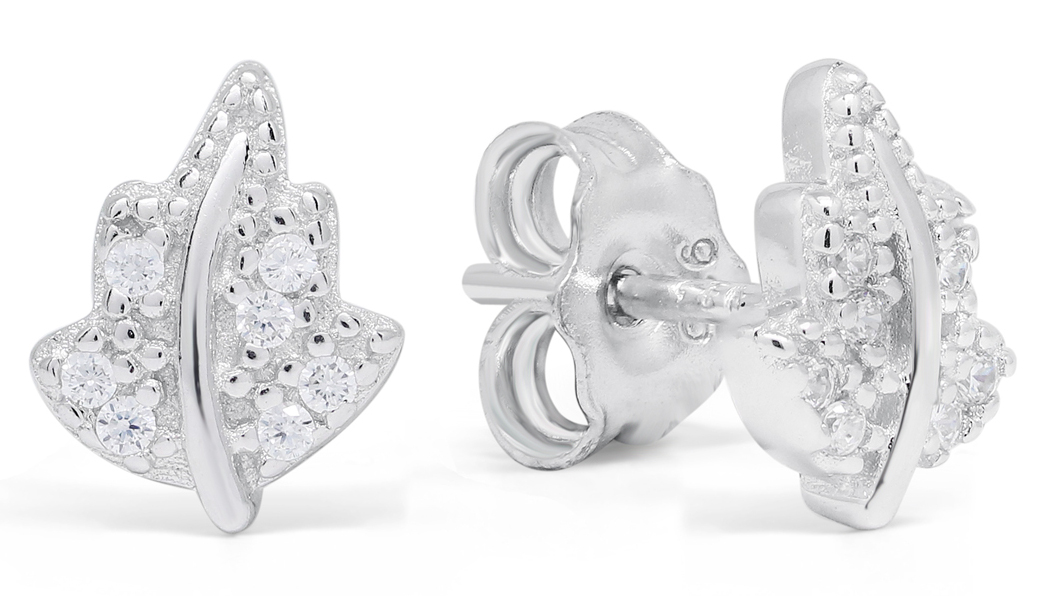 Hopeakorvakorut lehti zirkonia E-0886Z