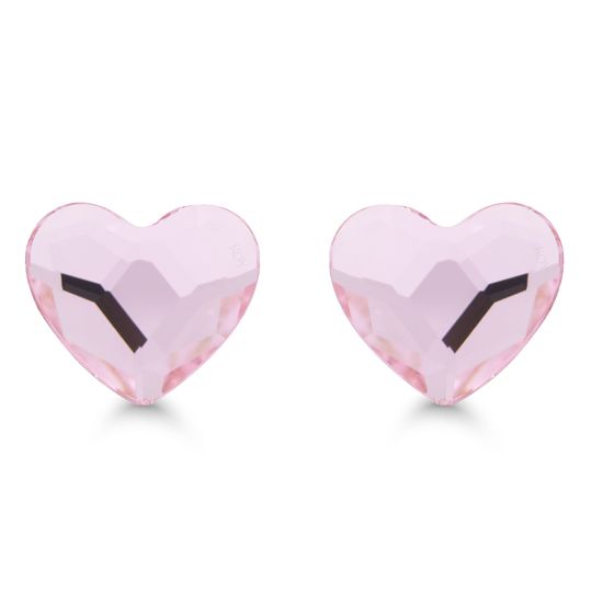 Hopeakorvakorut sydän Swarovski kristalli vaaleanpunainen E-15158pink