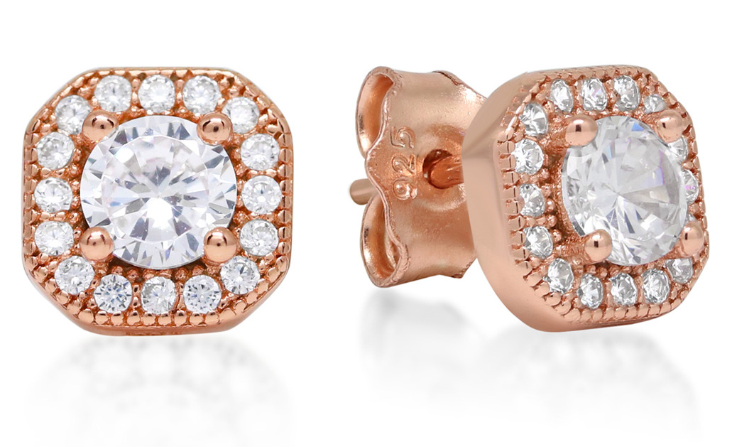 Hopeakorvakorut nelikulmainen halo zirkonia E-1533ZRG