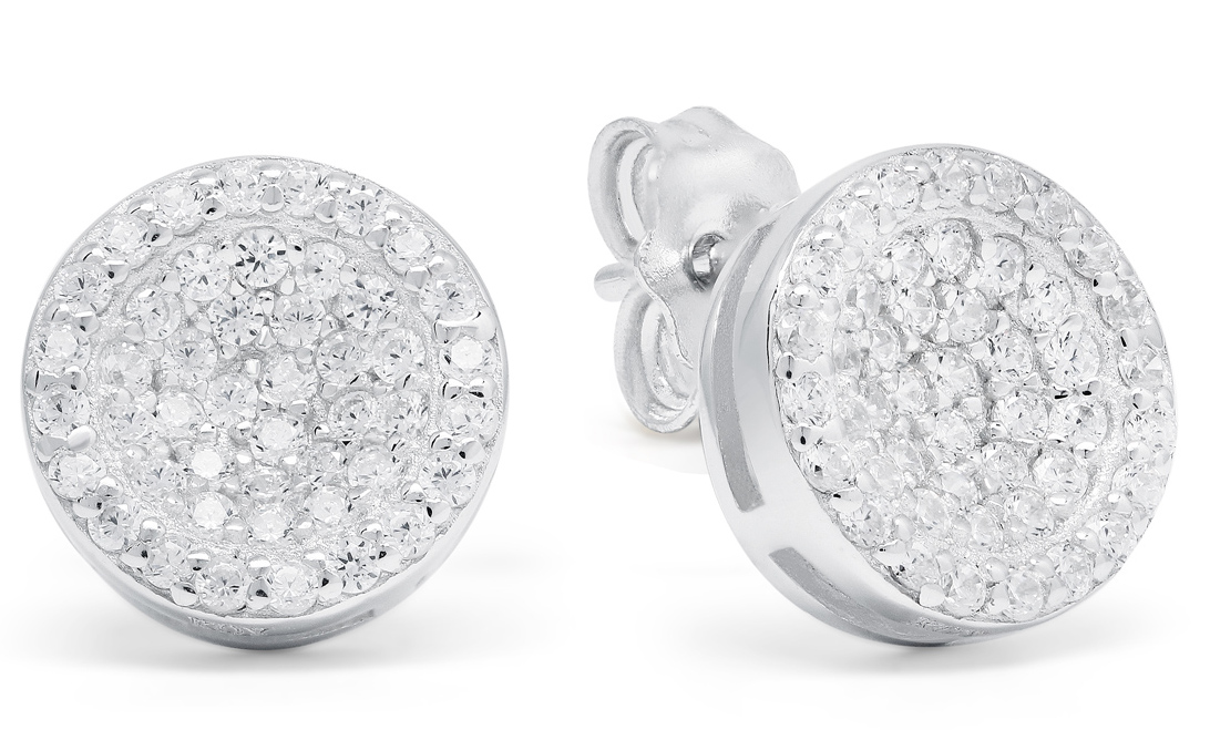 Hopeakorvakorut pyöreä laatta kirkas zirkonia E-3533Z