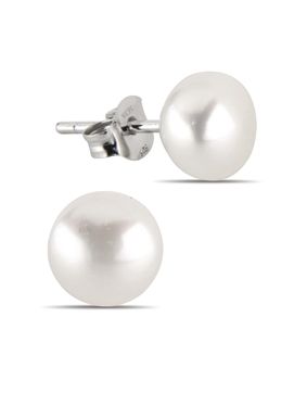 Hopeakorvakorut aito helmi valkoinen 6-6,5mm E-FWP6-6,5mm-valk