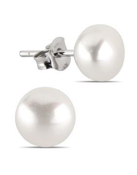 Hopeakorvakorut aito helmi valkoinen 8-8,5mm E-FWP8-8,5mm-valk