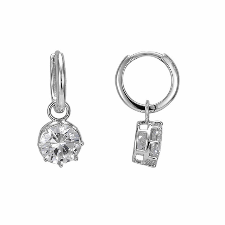 Lykken Casuals hopeiset zirkonia riipuskorvakorut 13mm