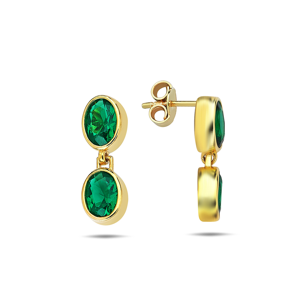 Lykka Casuals kaksikiviset kullatut hopeakorvakorut 