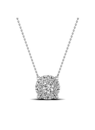 Lykka Elegance valkokultainen timanttiriipus halo 5,3 x 3 mm