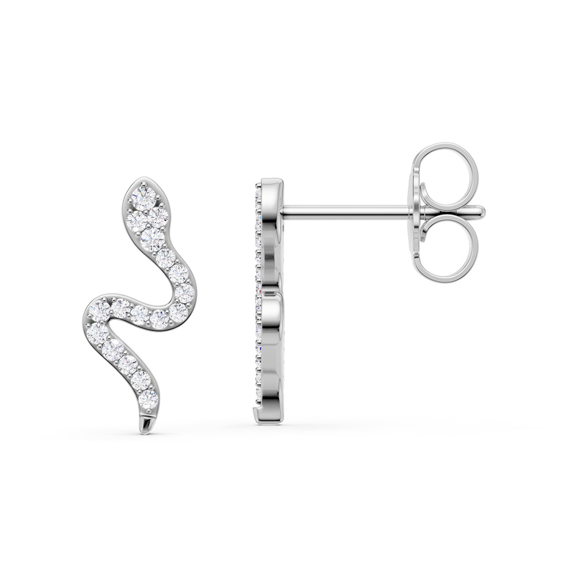 Lykken Elegance käärme timanttikorvakorut valkokulta 0,116 ct