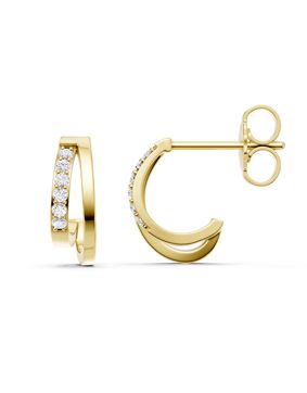 Lykken Elegance kultaiset kaksoiskaari timanttikorvakorut 11 mm