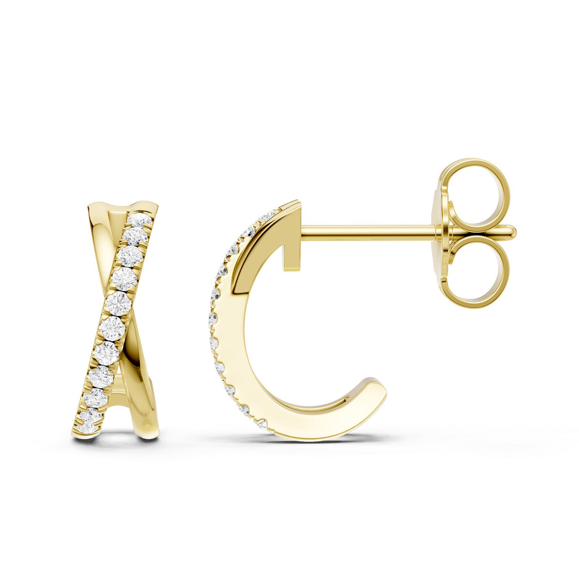 Lykka Elegance kultaiset kaari timanttikorvakorut 11 mm