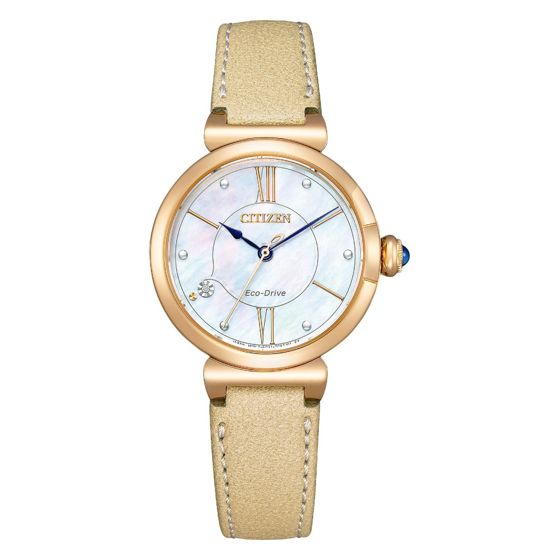 Citizen Eco-Drive Ladies May bells gold Apple leather EM1073-18D