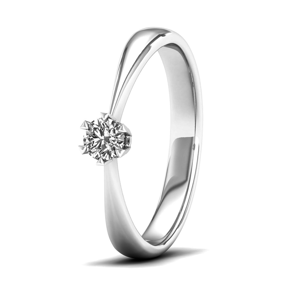 Lykken Elegance valkokultainen timanttisormus solitaire 0,15 ct-155