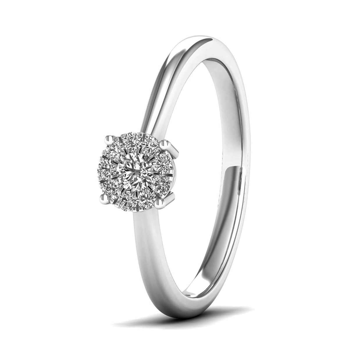 Lykken Elegance valkokultainen timanttisormus halo 0,12 ct-165
