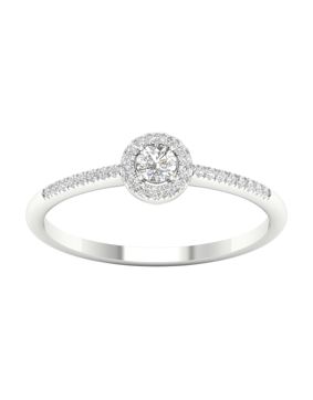 Lykka Elegance valkokultainen halo-timanttisormus 0,20 ct