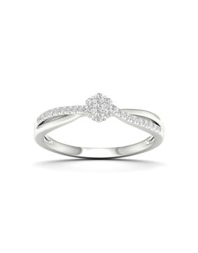 Lykka Elegance valkokultainen crossover-timanttisormus 0,15 ct