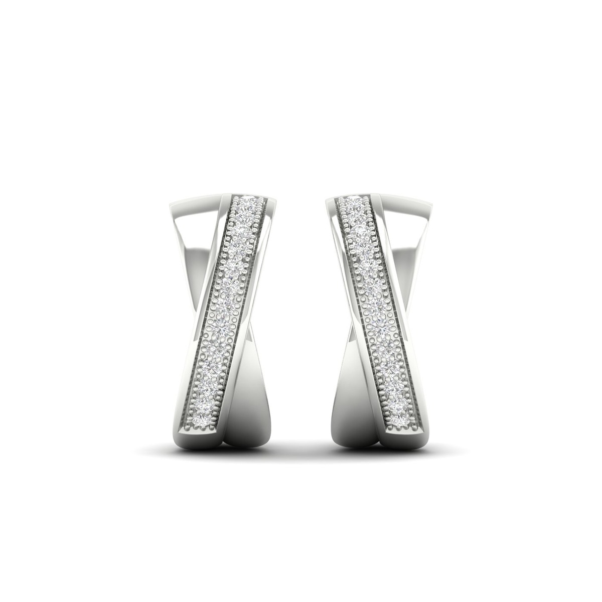 Lykka Elegance valkokultaiset crossover-timanttikorvakorut 13.3 x 5.5 mm