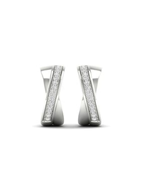 Lykken Elegance valkokultaiset crossover-timanttikorvakorut 13.3 x 5.5 mm