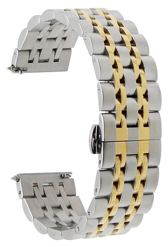 Tiera kaksivärinen ruostumaton teräsranneke pikajousinastoilla 22 mm