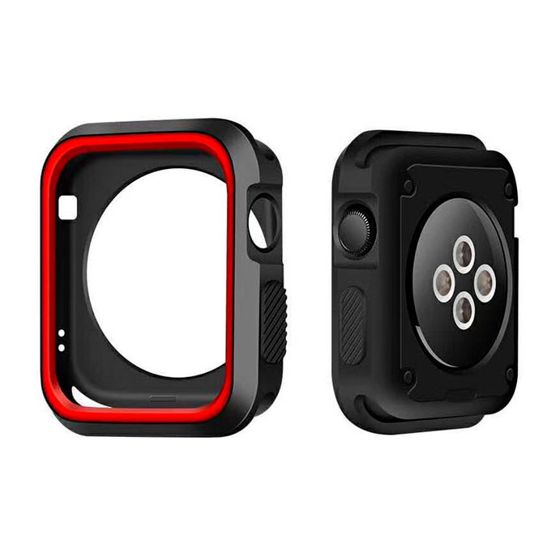 Apple Watch silikoninen suojakuori punainen/musta - 4 eri kokoa