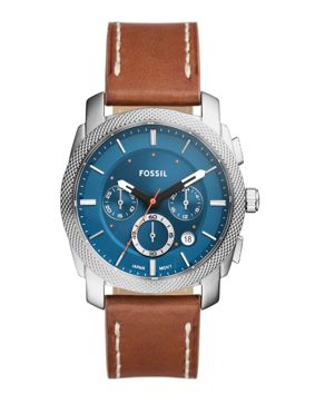 Fossil Machine Chronograph Silver brown leather FS6059