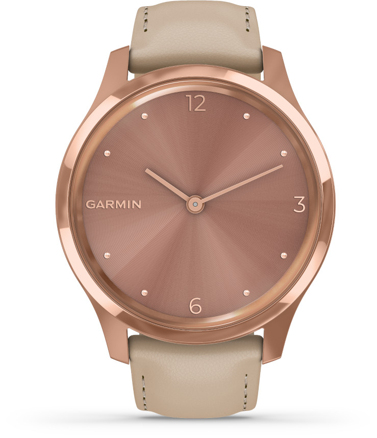 Garmin Vivomove Luxe Light Sand Leather and 18K Rose Gold