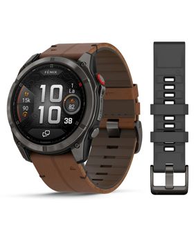Garmin Fenix 8 Pro 51mm Amoled LTE Sapphire Carbon Gray Titanium with Chestnut Leather band 010-03199-40