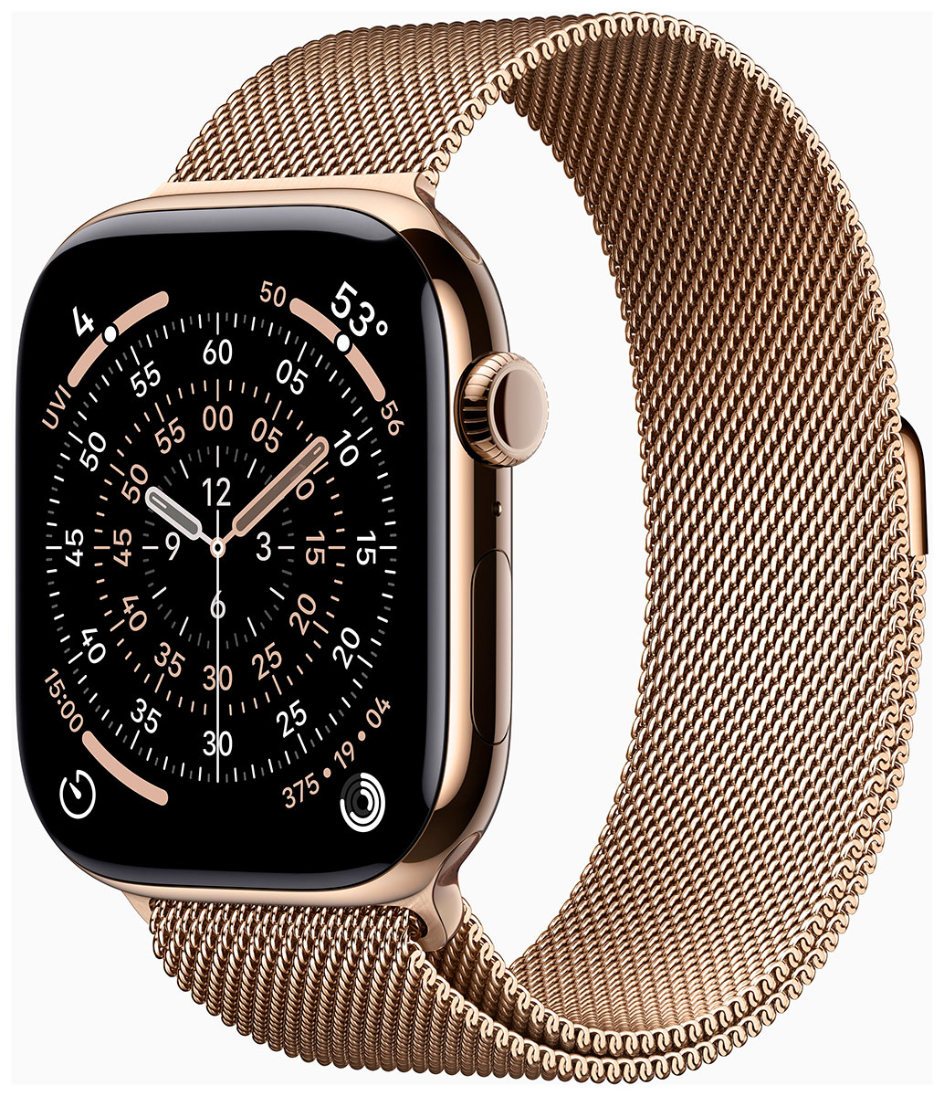 Apple Watch Series 11 GPS + Cellular 46mm Gold Titanium Case with Gold Milanese Loop MFD84QN/A