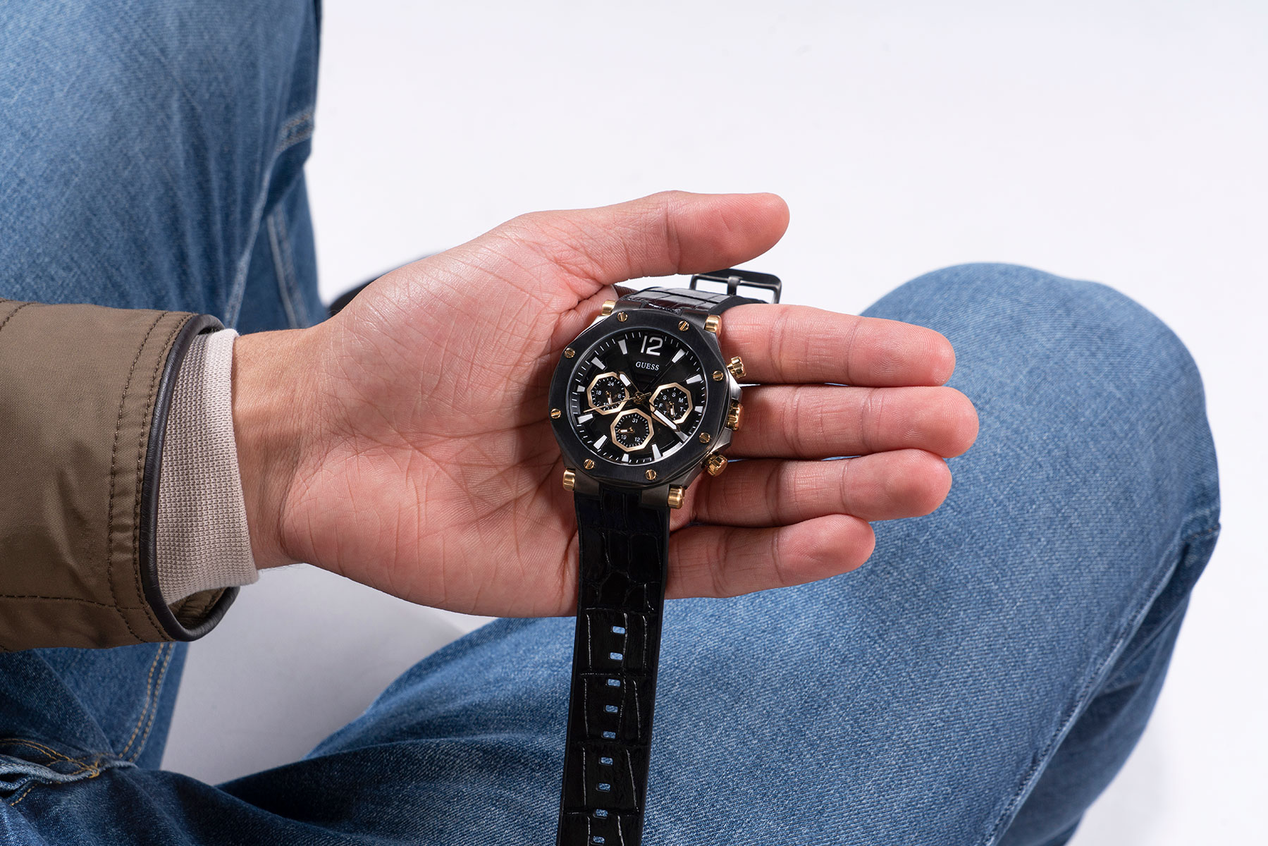 GUESS Orologio analogico 'EDGE ' in Nero | ABOUT YOU