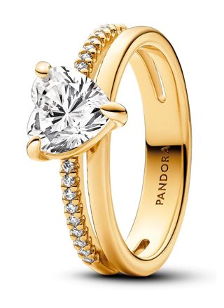 Pandora Timeless non-stackable Double Band Heart Ring 14k Gold-plated sormus 163100C01