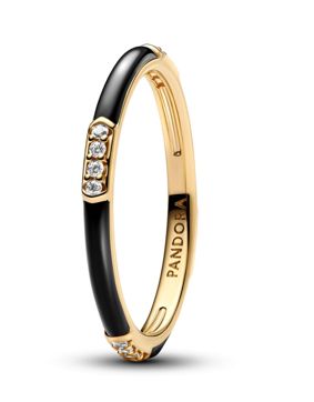 Pandora Moments kullattu sormus musta emali 163686C01