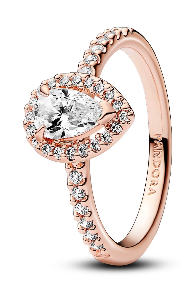 Pandora Timeless pinottava kimaltava pisara-halo 14k punakullattu sormus 182835C01