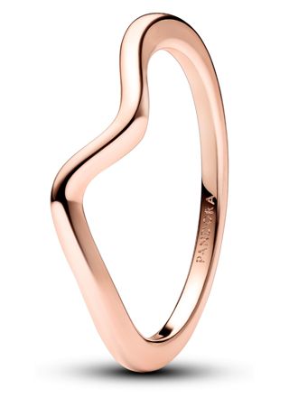 Pandora Timeless stackable Polished Wave Ring 14k Rose gold-plated sormus 183095C00