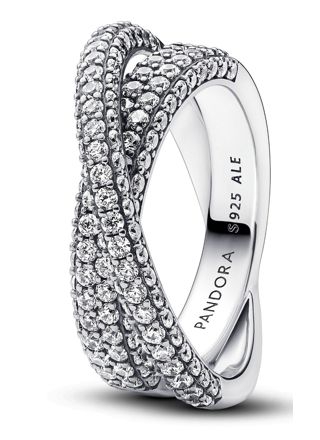 Pandora Timeless Non-stackable Pave Crossover Dual Band Sterling silver sormus 193022C01