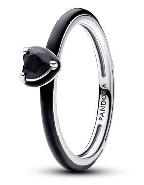 Pandora ME musta chakra sydänsormus 193088C01