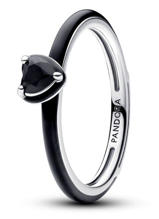 Pandora ME Black Chakra Heart Ring Sterling silver Enamel sormus 193088C01