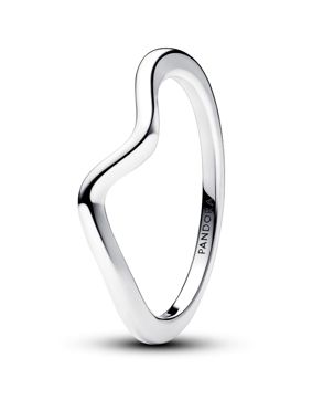 Pandora Timeless hopeinen sileä aalto sormus 193095C00