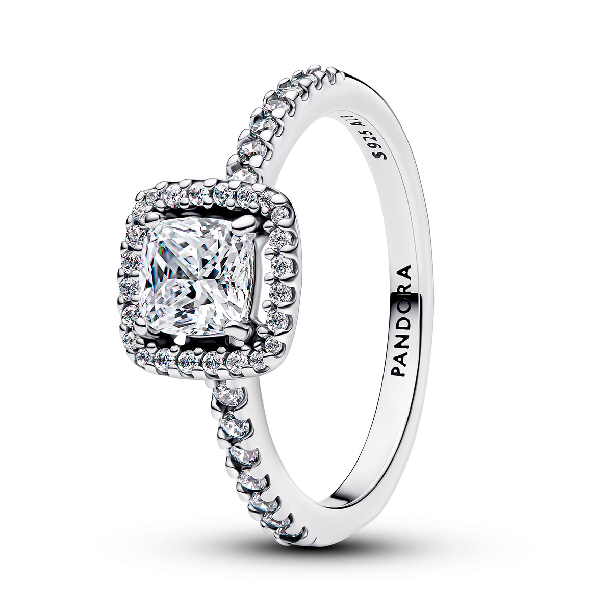 Pandora Timeless kimaltava halo hopeasormus 193555C02-58