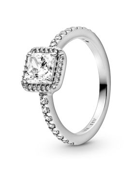 Pandora hopeinen neliskanttinen halo sormus 198863C01
