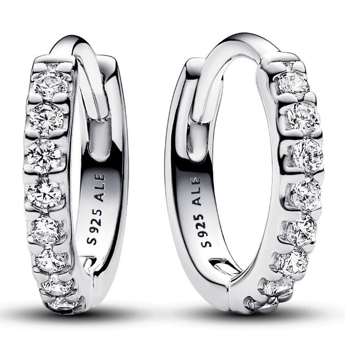 Pandora Timeless hopeiset zirkonia huggie korvarenkaat 293015C01