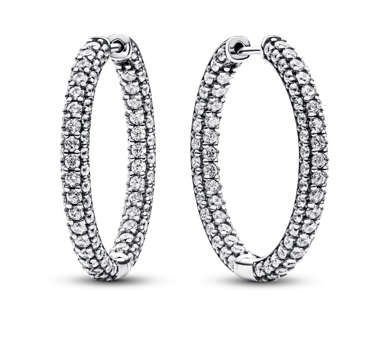 Pandora Timeless hopeiset pave korvarenkaat 293016C01