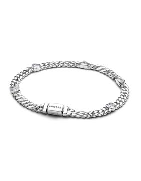 Pandora Timeless hopeinen sydänketjurannekoru 594226C01