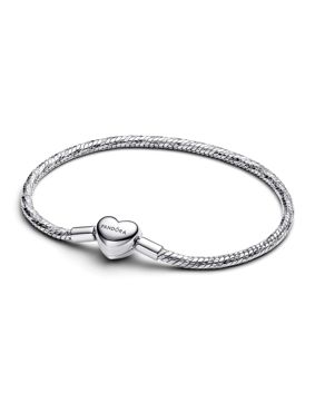 Pandora Moments hopeinen sydänlukollinen rannekoru 594236C00