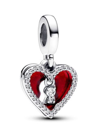 Pandora Moments Red Heart & Keyhole Double Dangle Charm Sterling silver hela 793119C01