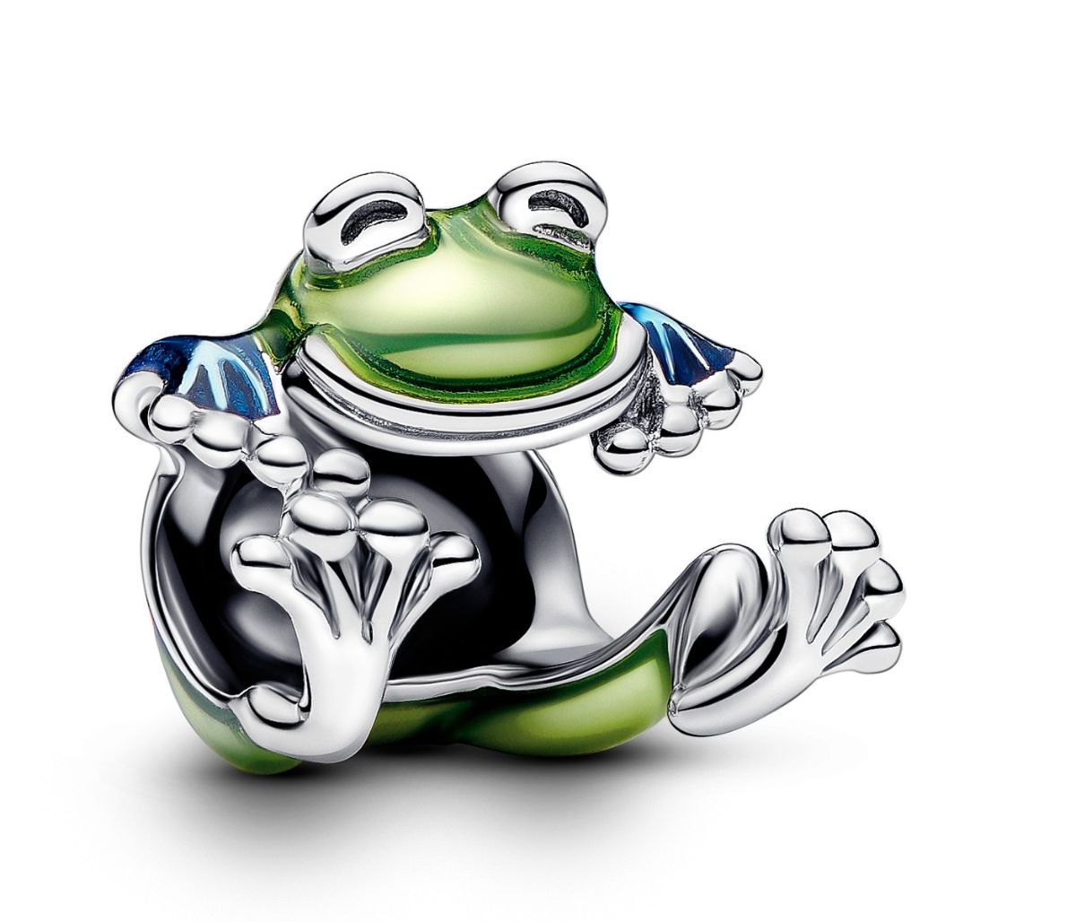Pandora Moments Climbing Frog Charm Sterling silver Enamel Green hela ...