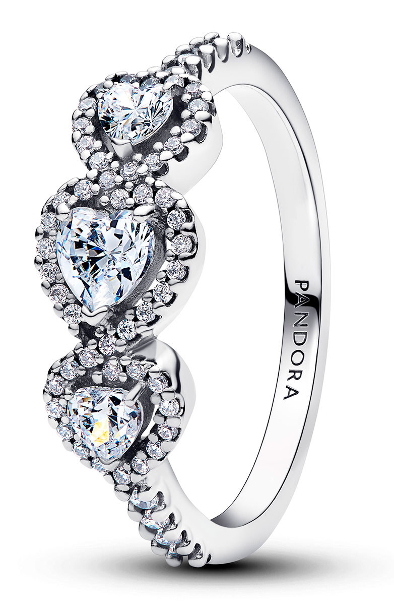 Pandora Timeless hopea sydän-trilogia sormus 194413C01-56