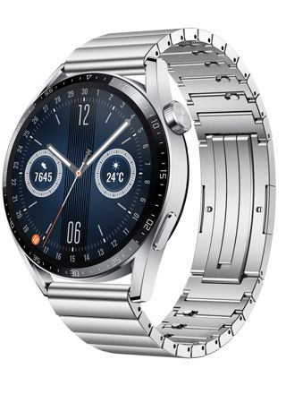 Huawei Watch GT 3 Silver 46 mm hopeanvärinen ruostumaton teräsranneke 55028447