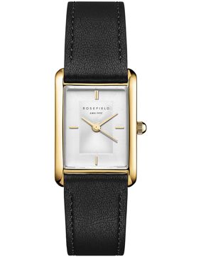 Rosefield Heirloom Modern White Dial Gold Black Leather HWBLG-H06
