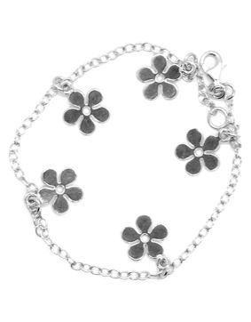 Hopeinen nilkkaketju kukilla NK16/25