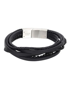 Lykka Strong laavakivi-nahkarannekoru 20+1,5cm