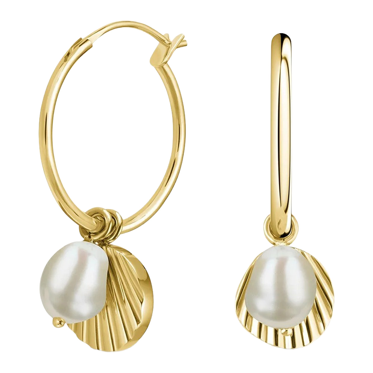 Rosefield Shell and pearl kullattu riipuskorvakoru JSPCEG-J173